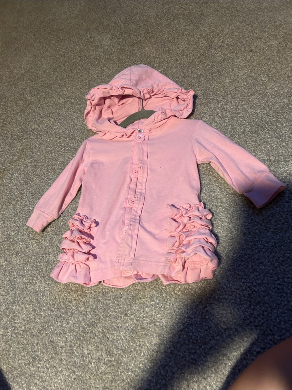 Girls' Pink Hooded Ruffle Rain Jacket